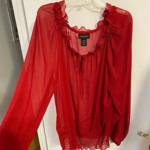 14/16 Lane Bryant red sheer shirt
